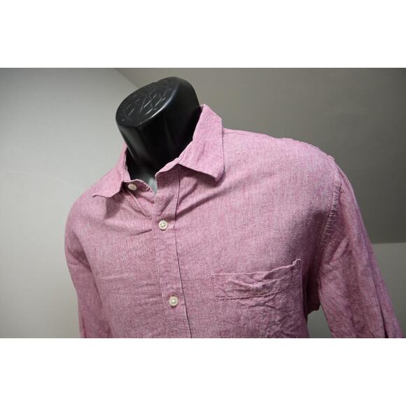 Banana Republic Linen Standard Fit Button Up Shirt Pink Long Sleeve Mens Large - Picture 3 of 7
